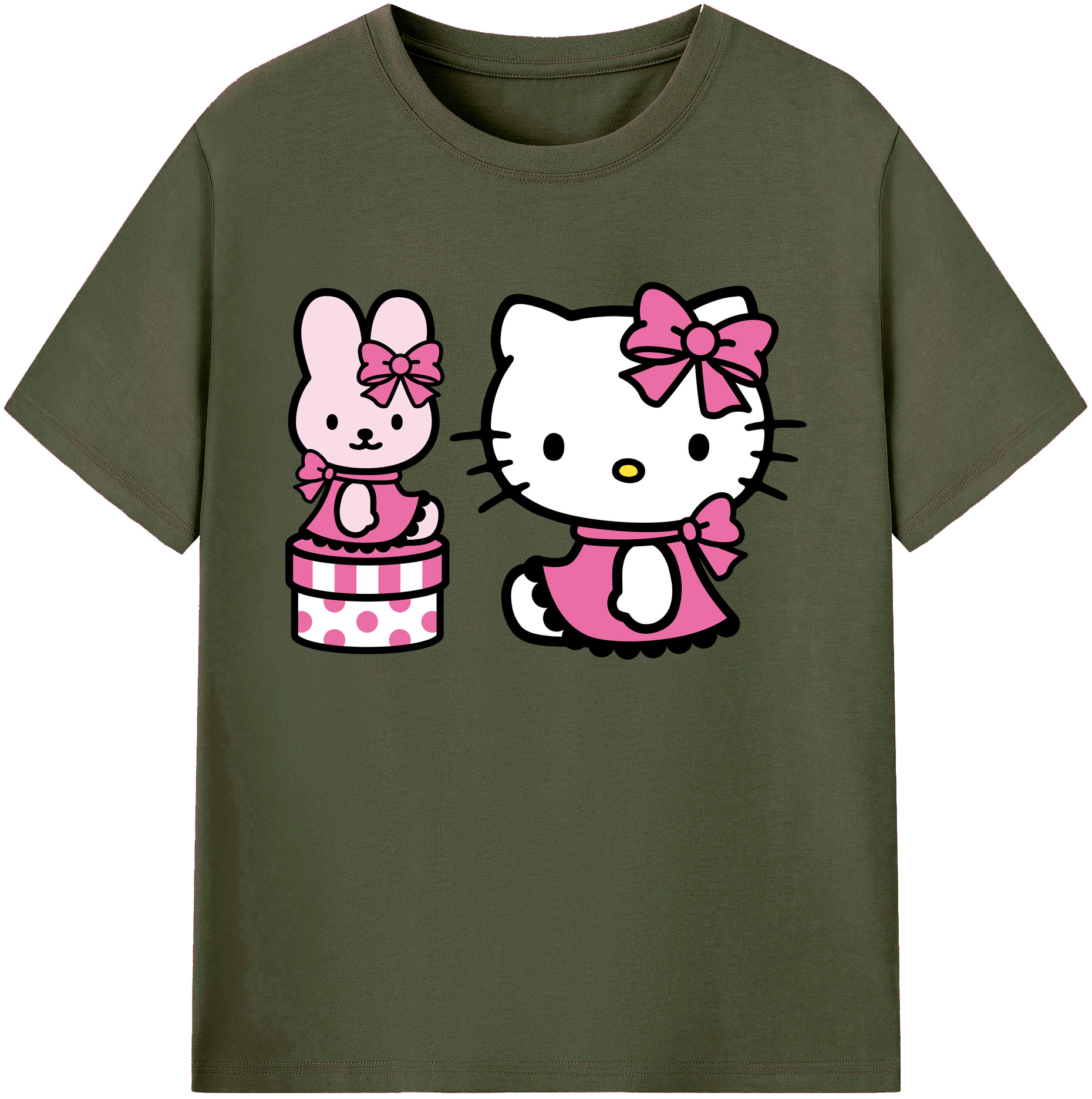 （画像用） Hello Kitty ハローキティ 綿100％ メンズ半袖Tシャツ｜肌触りやわらか＆通気性